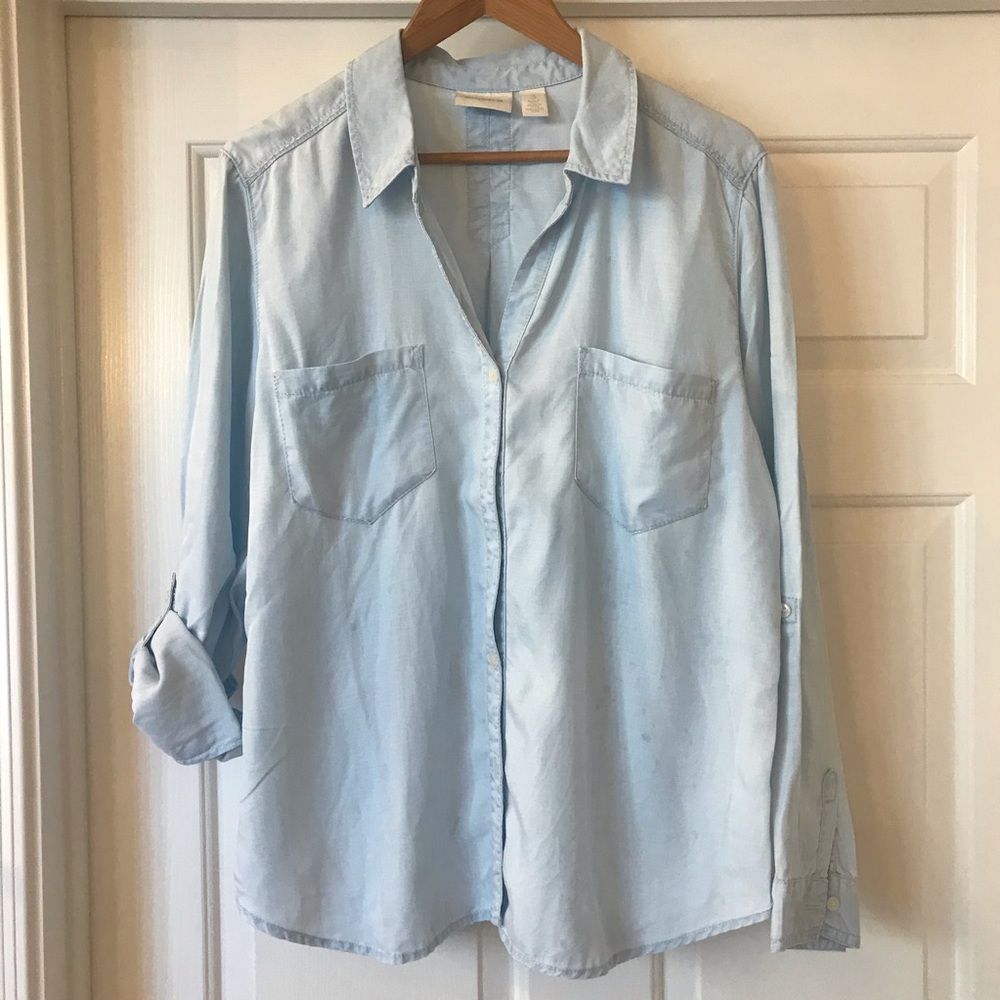 Chico’s light blue blouse